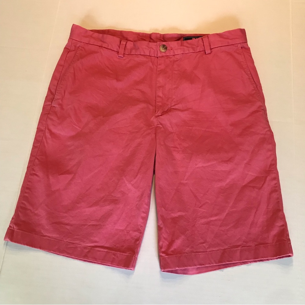 Vineyard Vines Men's Breaker Flat Front Cotton Blend Pink Chino Shorts 36 10”